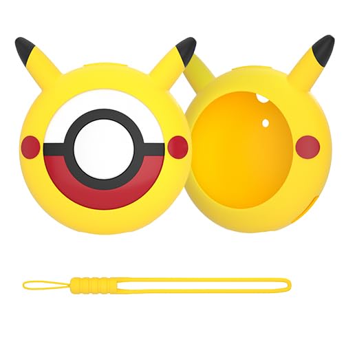 Silicone Case for Poke Ball GO Plus, Cute Rubber Case for Poke Ball GO Plus with Wrist Strap - Yellow