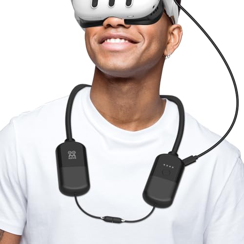 AMVR 8000mAh Battery Pack Compatible with Meta/Oculus Quest 3/Quest Pro/Quest 2/Pico 4, Accessories for Quest 3, Lightweight Neck Power Bank to Less Head Pressure, Extend Playtime in VR