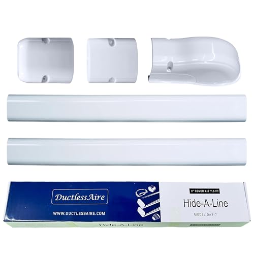DuctlessAire White Paintable Mini Split Line Set Cover Kit - Weather Resistant, Easy Installation, Intended for Ductless Mini Split or Central Systems, 3' x 7.5 ft.
