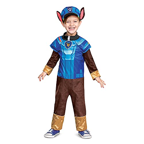 Chase Costume Hat and Jumpsuit for Boys, Paw Patrol Movie Character Outfit with Badge, Classic Toddler Size Large (4-6) Multicolored