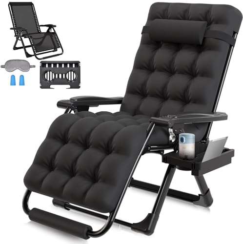 ZENPETIO Oversized Zero Gravity Chairs 29In XL Support 500LBS, Heavy Duty Adjustable Zero Gravity Lawn Chair with Removable Cushion, Ergonomic Design for Lie Down & Sit & Sleep, Lounge Chair