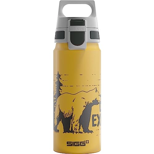 SIGG - Kids Water Bottle - WMB ONE Brave Bear Yellow - Leakproof - Lightweight - BPA Free - Sports & Bike - 20 Oz
