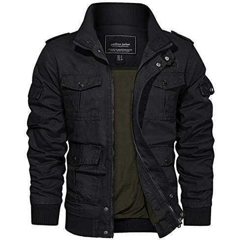 TACVASEN Men Winter Coats Military Jackets Bomber Jackets Cargo Jackets Casual Coats Outwear Fall Jackets Black
