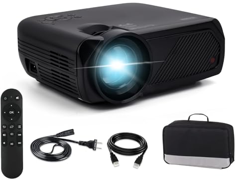 Living Enrichment Mini Projector with Bluetooth, 1080P HD Supported Portable Video Projector, 7000 Lumen 50,000 Hours Led Lamp, 200'' Projection Display, Compatible with HDMI VGA USB DVD