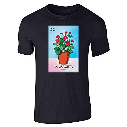 La Maceta Flower Pot Card Mexican Graphic Tshirt Tee for Men Latina Shirt Black S