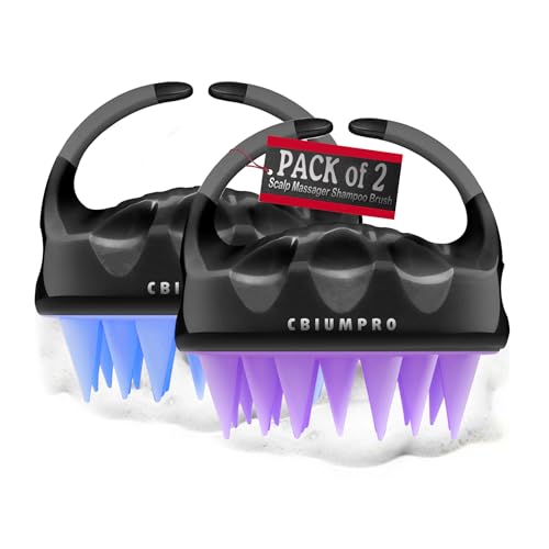 Cbiumpro 2-Pack Scalp Massager Hair Shampoo Brush, Scalp Brush, Scalp Scrubber for Dandruff Removal, Ultra Soft Silicone Scalp Exfoliator for Hair Growth - 100% Fit All Hair Types