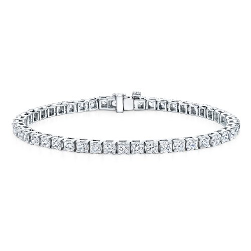 14k White Gold Round Cut Diamond Tennis Link Bracelet 4-Prong (15 cttw, H-I Color, SI2-I1 Clarity)