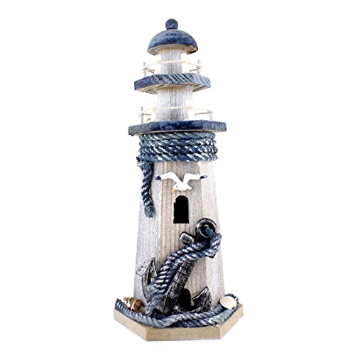 Chaomian Home Ornaments Anchor Wooden Lighthouse 10.6' High Nautical Themed Rooms Lighthouse