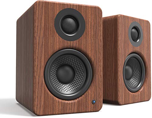 Kanto YU2WALNUT Powered Desktop Speakers | 3' Composite Drivers 3/4' Silk Dome Tweeter | Class D Amplifier | 100 Watts | Built-in USB DAC | Subwoofer Output | Pair | Walnut
