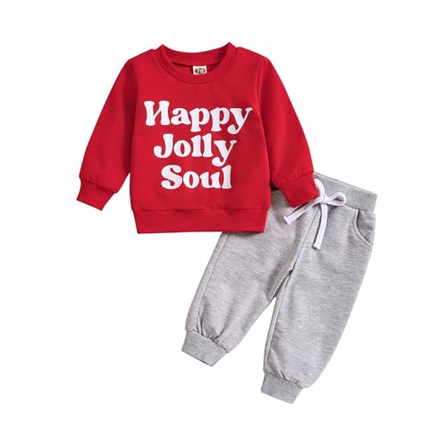 Junsyuffk Plus Size Ugly Christmas Sweaters Baby Boy Girl Christmas Clothes Christmas Tree Letter Print Pullover Sweatshirt Jogger Pants Sets Xmas Clothes Baby First Christmas Outfit Boy
