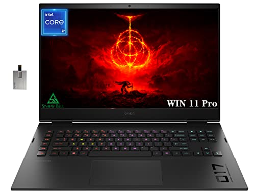 HP OMEN 17.3' 165Hz Gaming Laptop, Intel 12th Core i7-12700H, 16GB DDR5 RAM, 1TB PCIe SSD, Backlit Keyboard, NVIDIA GeForce RTX 3070Ti, HD Webcam, Win 11 Pro, Black, 32GB Hotface USB Card