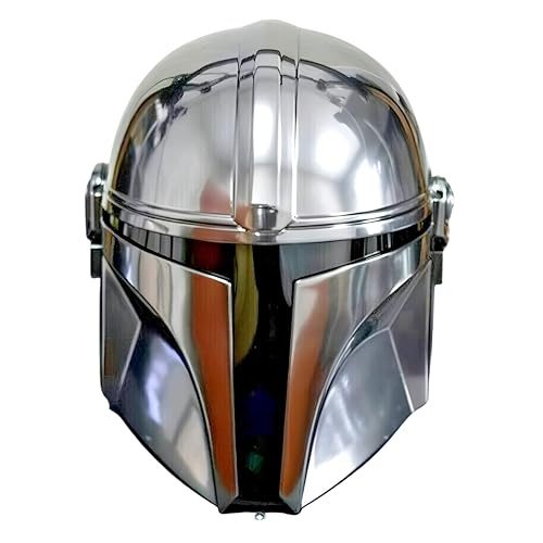 ANTIQUANA Mandalorian Helmet 18 Guage Steel Medieval Helmet Boba Fatt Mandalorian Helmet,Silver Polish