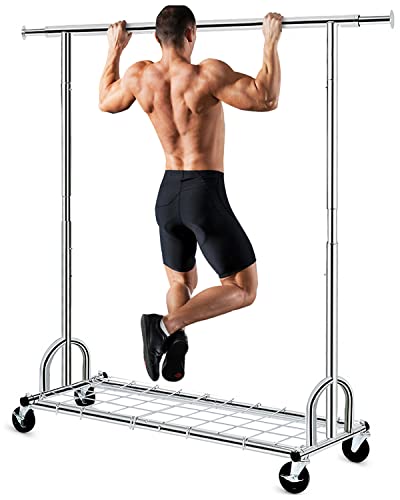 HOKEEPER Clothing Garment Rack Capacity 450 lbs Clothing Racks on Wheels Rolling Clothes Rack for Hanging Clothes Heavy Duty Collapsible Commercial