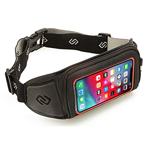 Sporteer Kinetic K1 Running Belt Waist Pack - Compatible with iPhone 15 Pro Max, 15 Plus, 14 Pro Max, 15/14/13 Pro, iPhone 15/14/13, Galaxy S23 Plus, S23 Ultra, S22 Ultra, S22 Plus & More - Fits Cases