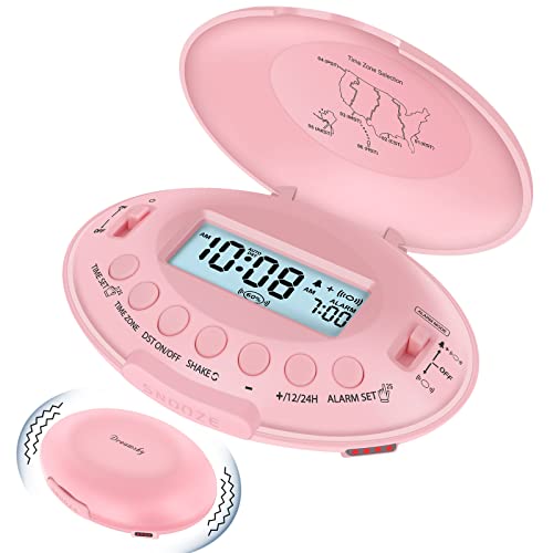 DreamSky Vibrating Alarm Clock Bed Shaker - Rechargeable Under Pillow Alarm for Hearing Impaired, HOH, Auto Set Loud Alarm Clock for Heavy Sleepers Adults, Travel, Battery Operated, Auto DST