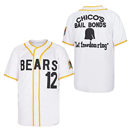 Movie Baseball Bad News Bears #3 Kelly Leak #12 Tanner Boyle 1976 Chico’s Bail Bonds Jersey for Men S-XXXL (#12 White, Medium)