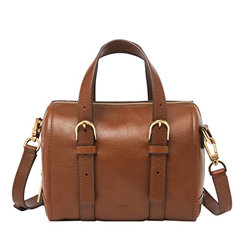 Fossil Women's Carlie Leather Mini Satchel Purse Handbag, Brown (Model: ZB1856200)