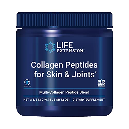 Life Extension Collagen Peptides for Skin & Joints - Hydrolyzed Multi-Collagen Complex Type I, II & III Unflavored Powder for Healthy Bone, Joint and Skin Care - Gluten-Free, Non-GMO - 12 Oz