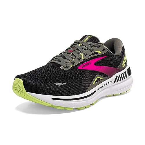 Brooks Women’s Adrenaline GTS 23 Supportive Running Shoe - Black/Gunmetal/Sharp Green - 8 Wide
