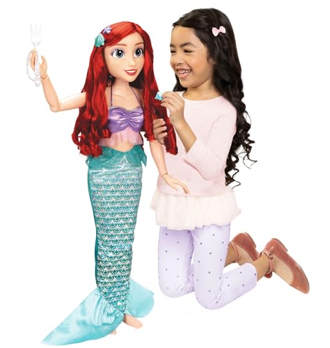 Disney Princess Ariel Doll My Size 32' Tall Playdate Ariel Doll with Long Flowing Hair & Dinglehopper Hairbrush, Disney's The Little Mermaid Doll Fully Poseable