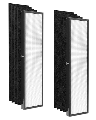 FLT5250PT Filter C Compatible with Germ Guardian AC5250PT, AC5000E, AC5000, AC5300 Series Air Purifier, with Pet Pure Treatment, 2 True HEPA Filters & 8 Carbon Filters