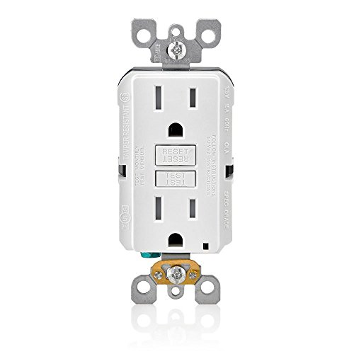 Leviton GFTR1-3W SmarTest Self-Test SmartlockPro Slim GFCI Tamper-Resistant Receptacle with LED Indicator (3 Pack), White