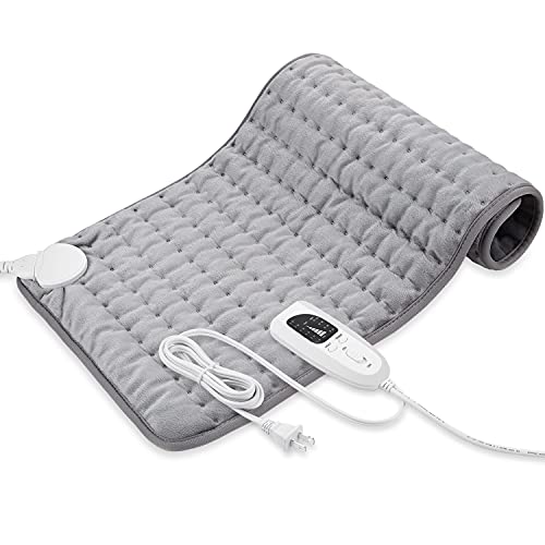 Heating Pad - Electric Heating Pads - Hot Heated Pad for Back Pain Muscle Pain Relieve - Dry & Moist Heat Option - Auto Shut Off Function (Light Gray, 12''x24'')
