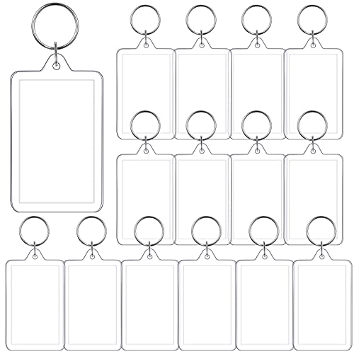 Yaomiao Acrylic Photo Frame Keychain Holder Photo Picture Insert Blank Keyring for DIY Craft(2 x 3 Inch,15 Pieces)