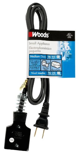 Woods 290 HPN Appliance Cord, 16/2 Gauge, Black