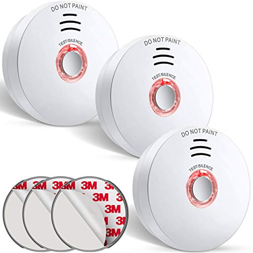 SITERLINK Smoke Detector, 10 Year Battery Operated Smoke Alarm with LED Indicator, Fire Alarm Smoke Detector with Test & Silence Button for Home