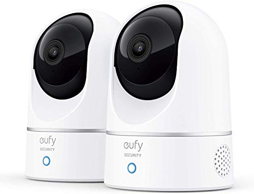 eufy Security Indoor Cam E220 2-Cam Kit, 2K Security Indoor Camera Pan & Tilt, Plug-in Camera with Wi-Fi, Human & Pet AI, Voice Assistant Compatibility, Motion Tracking, Homebase 3 Compatible