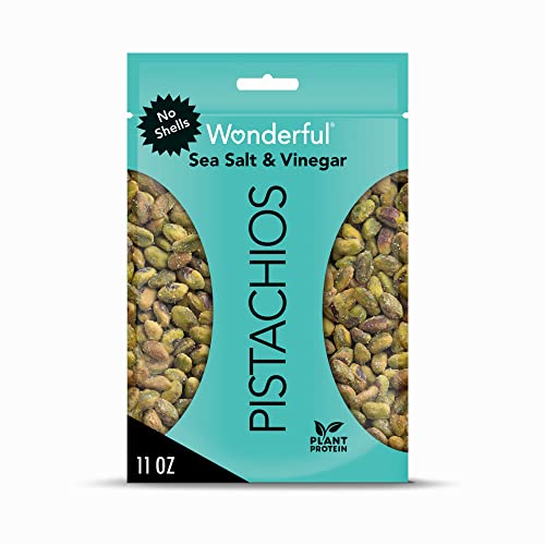 Wonderful Pistachios No Shells, Sea Salt & Vinegar, 11 Ounce Bag, Protein Snack, Gluten Free, On-the-Go Snack