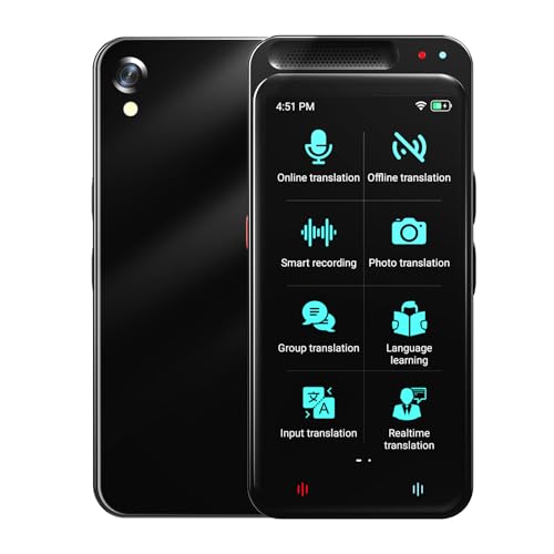 Language Translator Device, Portable Translator Device with 138 Languages & 4.1' Touch Screen, Smart Voice Photo Translator Real Time, Offline Online Translation for Business Learning Travel (Black)