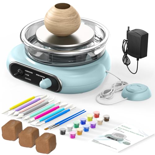 Alldeer Mini Pottery Wheel Kit - 4.7' Turntable Electric Pottery Wheel Mini Clay Making Pottery Machine with 8 Pottery Shaping Tools, Craft Kits for Kids, Teenagers and Adult