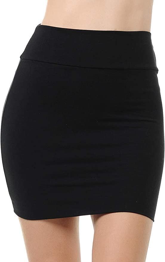 Sweet Hearts Black Mini Pencil Skirt for Women- Above Knee Basic Bodycon Skirt Made in USA (Black, Medium)