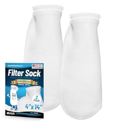 Aquatic Experts 4 inch Ring Filter Socks 200 Micron, Filter Socks for Saltwater Aquarium, Sump Filter Sock, Felt Aquarium Socks, Reef Filter Sock (4' x 14', 2 Pack)