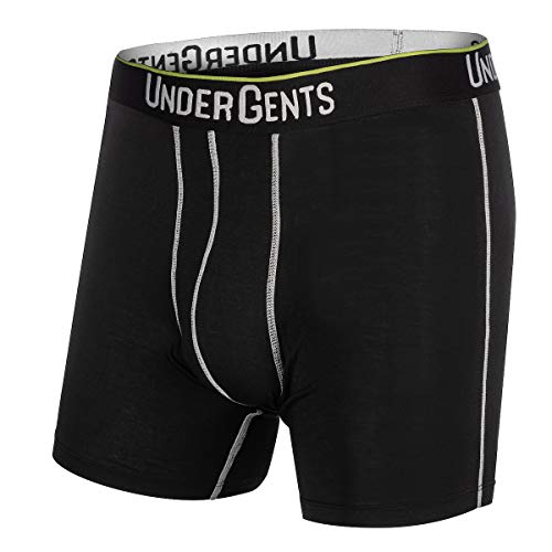 UnderGents Men's Boxer Brief Underwear. Max Comfort Without Compression. CloudSoft Fabric,Black,Large