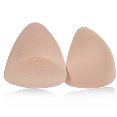 Double Scoop Triangle Bra Inserts with Bonus Pack of Double-Sided Tape, Swim Bra Pads Inserts, Nipple Coverage A and B/C Cup