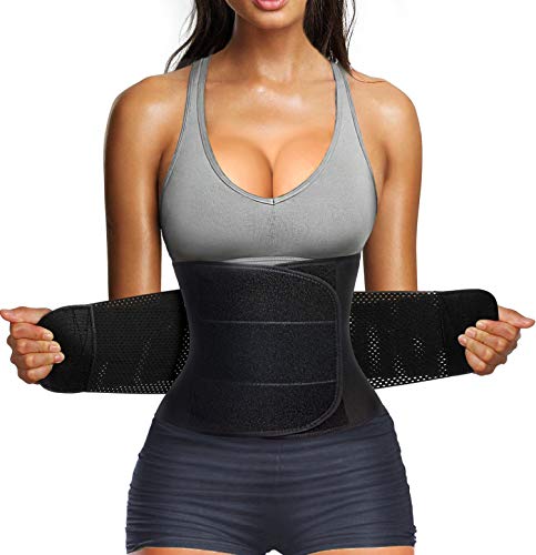 Nebility Women Waist Trainer Belt Tummy Control Waist Cincher Trimmer Sauna Sweat Sport Girdle Slim Belly Band (XL, Black)