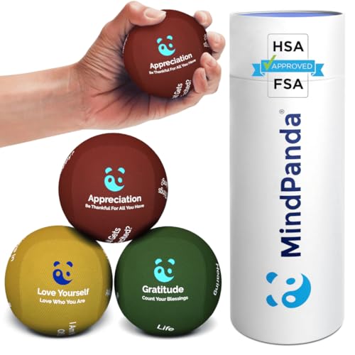 MindPanda Stress Balls for Adults - HSA/FSA Approved Hand Therapy Exercise Stress Ball Bundle - Tri-Density - Grip Strengthening & Physical Therapy- Anxiety Stress Relief Squeeze Ball Fidget - Stress Relief Gifts