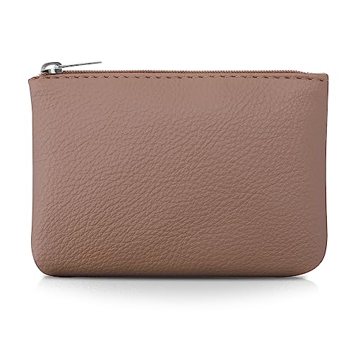 TIESOME Coin Purse, PU Lychee Pattern Zipper Coin Purse Portable Coin Purse Mini Change Wallet for Women Coin Pocket Mini Money for Women Credit Card ID Key Headset Lipstick (Flesh colored)