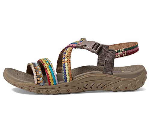 Skechers Women's REGGAE-Sew Me-Boho Woven Strappy Slingback Sandal, Taupe Multi, 8