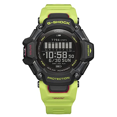 Casio Men's G-Shock Move GBD-H2000 Series, Multisport (Run, Bike, Swim, Gym Workout), GPS + Heart Rate Watch, Quartz Solar Assisted Watch,Volt Yellow