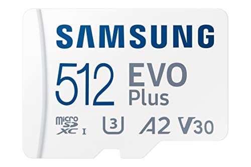 SAMSUNG EVO Plus w/ SD Adaptor 512GB Micro SDXC, Up-to 130MB/s, Expanded Storage for Gaming Devices, Android Tablets and Smart Phones, Memory Card, MB-MC512KA/AM, 2021