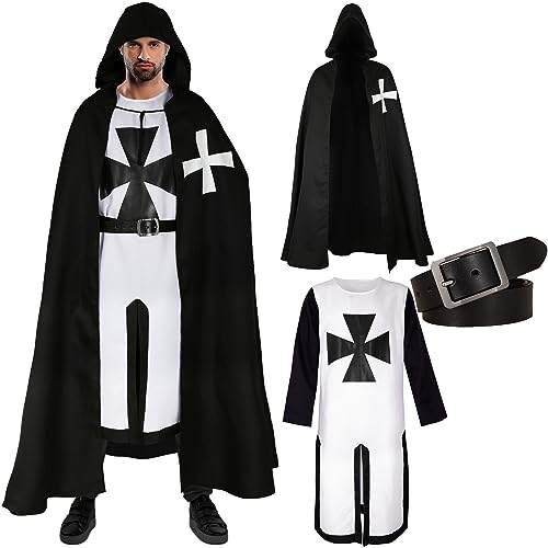 Vermeyen Medieval Crusader Knight Costume Templar Knights Costumes for Men, Renaissance Halloween Crusader Tunic