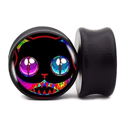 FLYUN 2Pcs Black Wood Anime Ear Plugs Tunnels 8-25mm Gauges Double Flared Saddle Plugs Stretcher Expander Piercings Jewelry (1/2' (12mm))