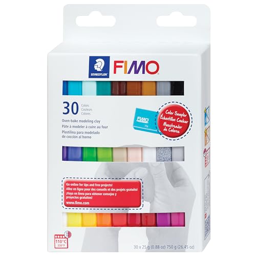 Staedtler FIMO Soft Polymer Clay - Oven Bake Clay for Jewelry, Sculpting, Crafting, 30 Pieces, Assorted Colors, 8023 C30