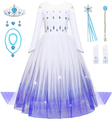 Aoiviss Frozen Dresses for Girls Princess Elsa Costume Halloween Carnival Cosplay Dress up Snow Birthday Party Dress
