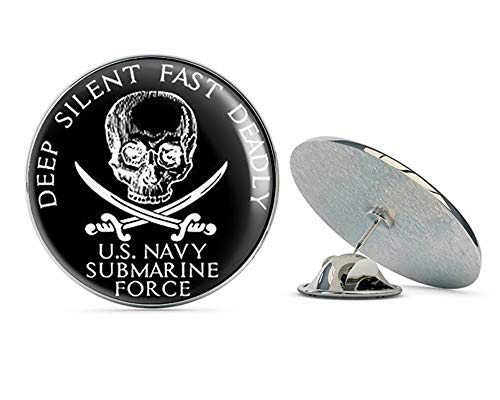 NYC Jewelers Round US Navy Submarine Force Deep Silent Fast Deadly (sub Naval Skull) Metal 0.75' Lapel Hat Pin Tie Tack Pinback