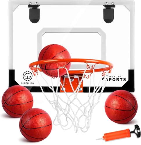 SUPER JOY Pro Room Basketball Hoop Over The Door - Wall Mounted Basketball Hoop Set with Complete Accessories - Indoor Basketball Hoop for Kids & Adults